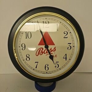Vintage Bass Pale Ale Wall Clock Beer Bar Sign Made in England 13in man cave